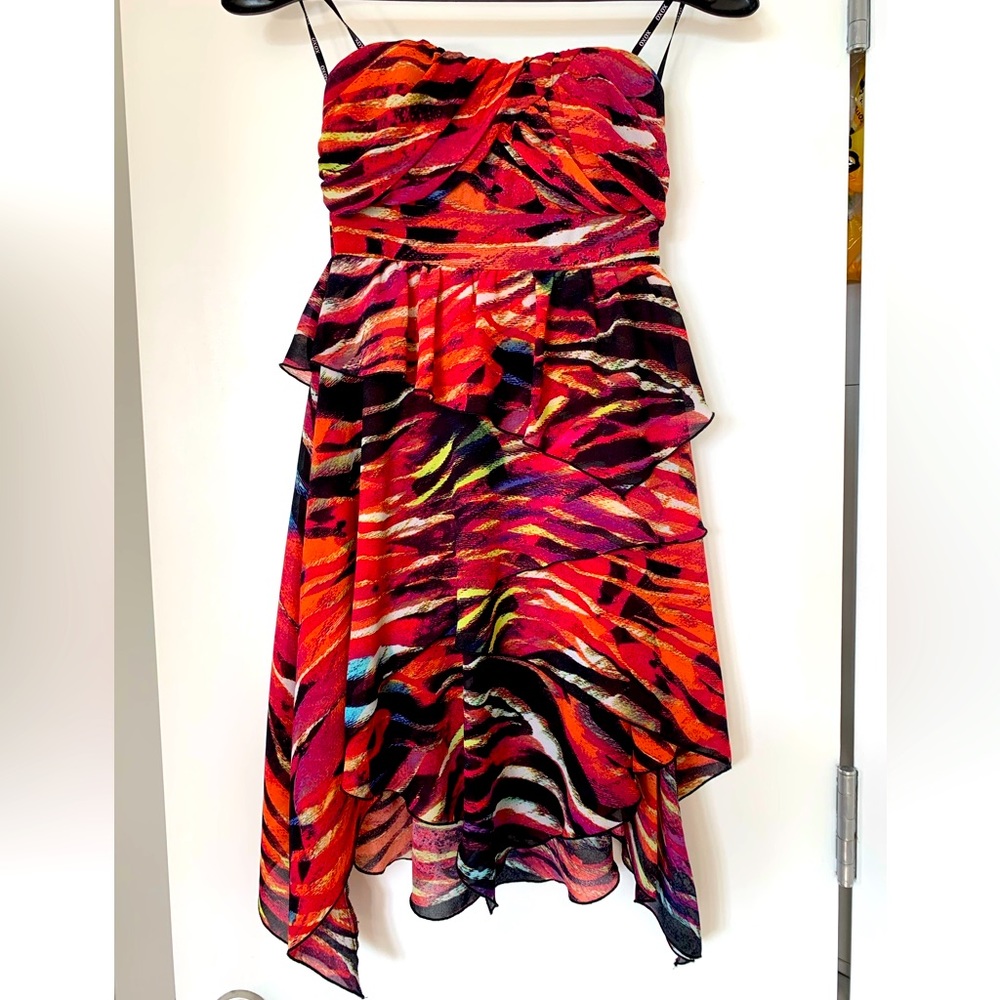 Xoxo asymmetric colorful strapless dress